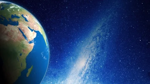 Rotating Earth And Galaxy Background Stock Footage 76317080