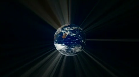 Rotating  Earth  and  symmetrical  rays Stock-Footage 592881