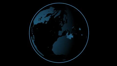 Rotating earth on black background. Abstract 3d globe planet Earth rotating.. Stock Illustration
