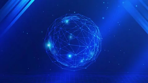 Rotating Earth With Connection Lines In Blue Surface Stock Footage 143893283
