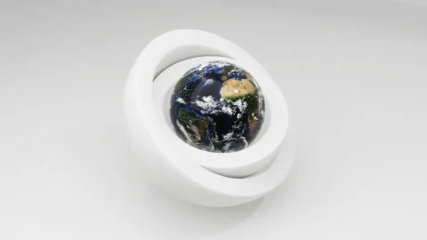 A rotating earth contained by spinning spheres Stock Footage 157324079