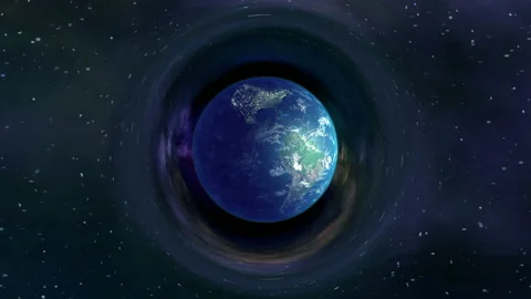 Rotating Earth in curved space Stock Footage 90514506