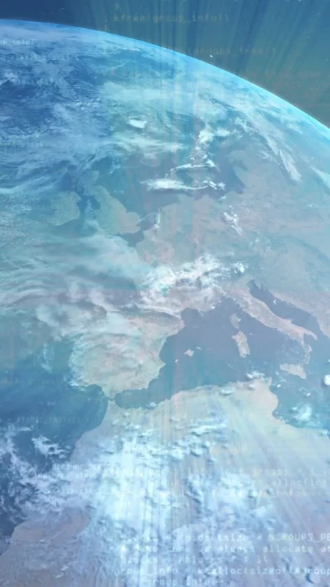 Rotating Earth with data processing animation over continents and oceans Stock Footage 320160937