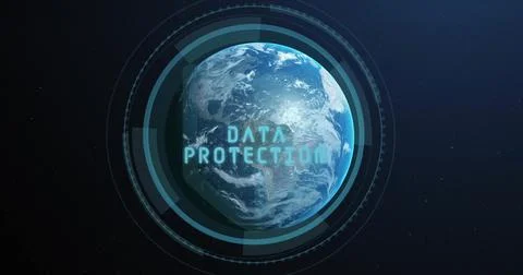 Rotating Earth with digital interface image over space background Foto stock