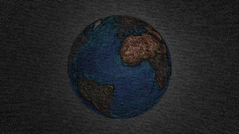 Rotating Earth With Digital Static Noise 2 Stock Footage 126203905