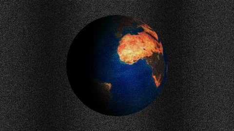 Rotating Earth With Digital Static Noise 1 Stock Footage 126203954