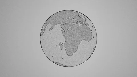 Rotating Earth With Digital Static Noise 6 Stock Footage 126229554