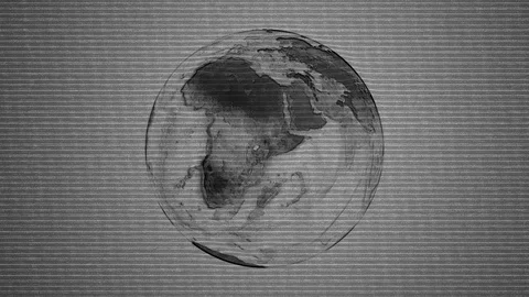 Rotating Earth With Digital Static Noise 24 Stock Footage 126298574