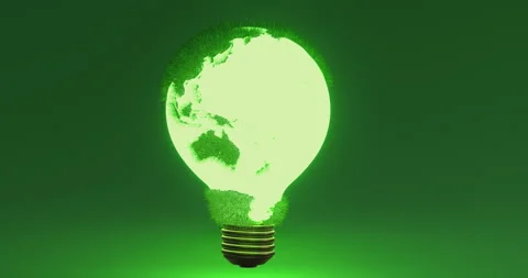 Rotating Earth in the form of a luminous light bulb. Looped animation. Stock Footage 244775080