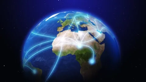 Rotating Earth with Global Data Lines, Worldwide Network, Business Growth Con 動画素材 312881702