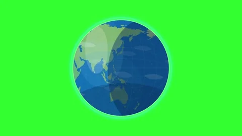 Rotating Earth Globe 2D Animation Seamless Loop on Green Screen Stock Footage 342178529
