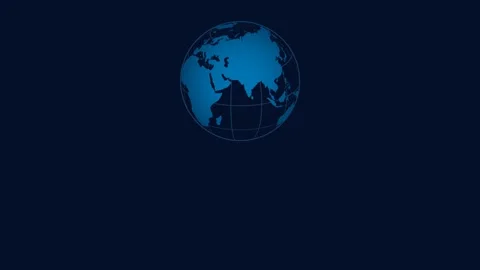 Rotating Earth globe animation with grid and copy space on blue background Stock Footage 342332045