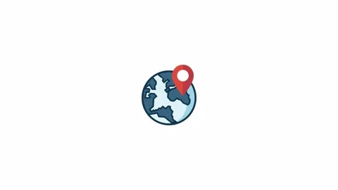 Rotating Earth Globe Animation with Red Location Pin Pointer 库存影片 335016972