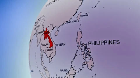 Rotating Earth Globe Approaches Laos  Stockbeeldmateriaal 314457397
