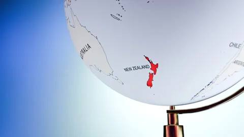 Rotating Earth Globe Approaches New Zealand  Vídeos de archivo 314459842