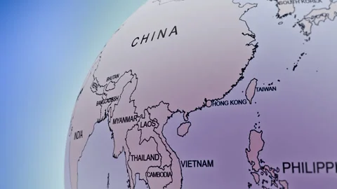 Rotating Earth Globe Approaches Qatar  Video stock 314460648