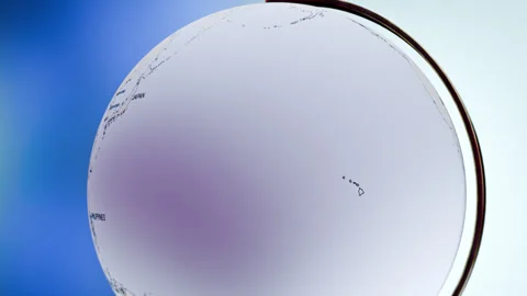 Rotating Earth Globe Approaches Spain  Stock Footage 314461133