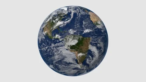Rotating Earth Globe with Clouds and Oceans, 8K Alpha Channel Stock Footage 348252486
