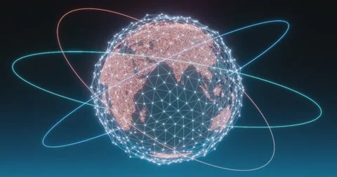 Rotating Earth Globe. Glowing network plexus, big data, global communication Stock Footage 240096963