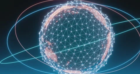 Rotating Earth Globe. Glowing network plexus Stock Footage 244774708