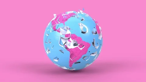 Rotating earth globe in minimal style. Shattered Earth planet on background Stock Footage 124926663