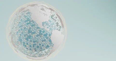 Rotating Earth globe with network of connections over the surface. Looped video. Stock Footage 239435200