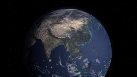 Rotating earth globe showing Asia Stock Footage 340201406