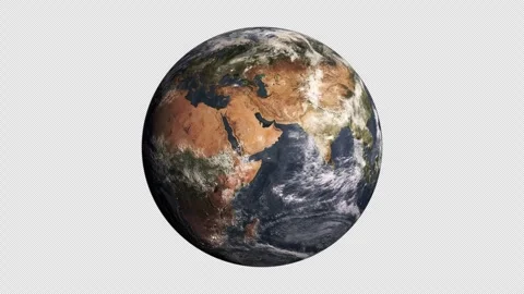 Rotating Earth Globe on Transparent Alpha Background Seamless Loop Stock Footage 346013713