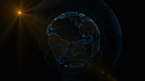 Rotating Earth from glowing particles on a dark background. after effect Stock Footage 66553614