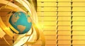 Rotating earth with Gold bullion, loop HD Footage