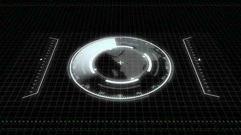 Rotating Earth HUD interface animation digital navigation compass sci-fi ra.. Stock Footage 316512773