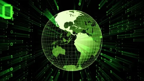 Rotating Earth with matrix style binary code in background Stock Footage 314199934