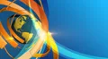 Rotating earth with orange stripes on blue background, loop HD Footage