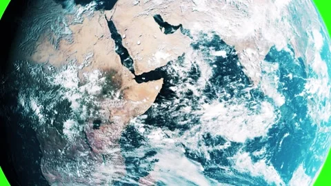 Rotating Earth Planet With Camera Zoom Out on Green Screen Stock Footage 347144222