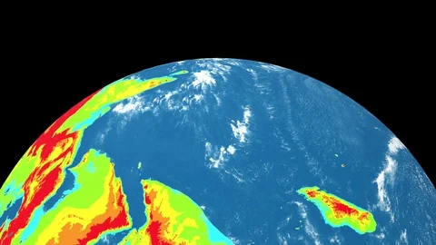 Rotating Earth planet isolated on black background. Topographic relief. Stock Footage 117596554