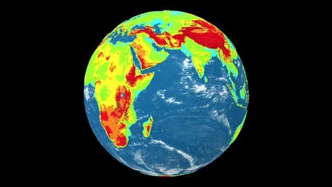 Rotating Earth planet isolated on black background. Topographic relief Stock Footage 118092762