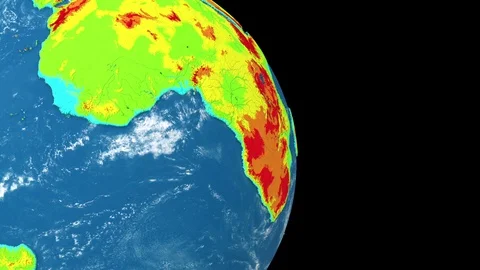 Rotating Earth planet isolated on black background. Topographic relief Stock Footage 118092828