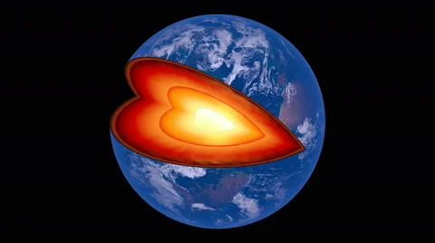 Rotating earth revealing inner core structure Stock Footage 41624993