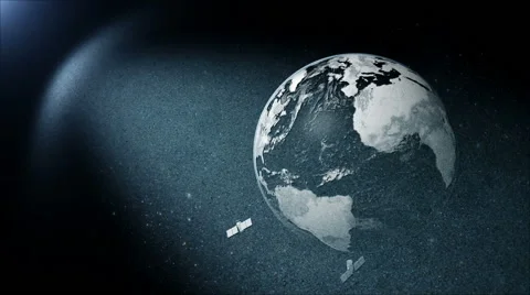 Rotating Earth with satellite Stock Footage 45427354