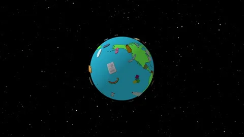 Rotating Earth with scattered garbage in space Video stock 306462507