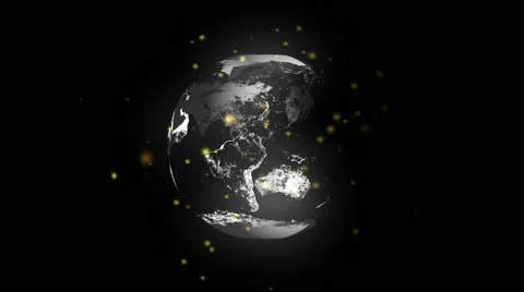 Rotating Earth small particles flying to camera Stock Footage 65210178