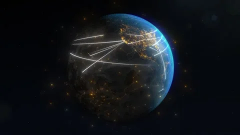 Rotating Earth viewed from space, illuminated city lights sparkling, dynamic  Stock Footage 281599234