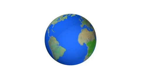 Rotating Earth on a White Background with a Zoom-In Effect Stock Footage 332454662