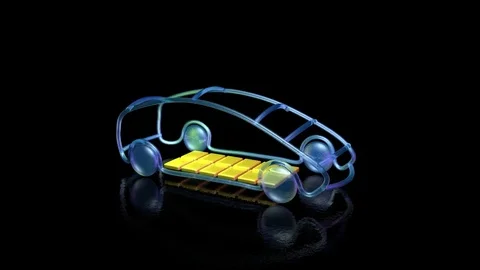 Rotating Electric car with batteries Stock Footage 84257883