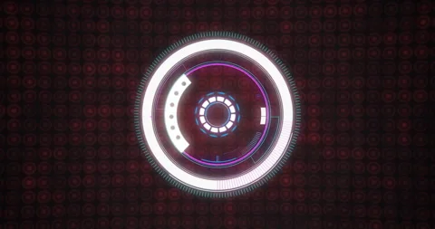 Rotating elements in futuristic circular interface, digital technology animation Stock Footage 305132601