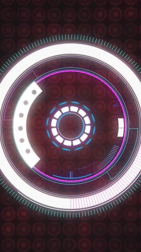 Rotating elements in futuristic circular interface, digital technology animation Stock Footage 320034248