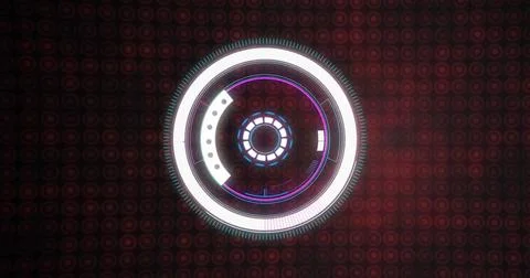 Rotating elements in futuristic circular interface, digital technology image Stock Photos