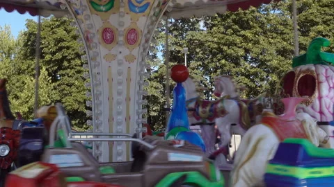 Rotating empty child carousel Video stock 137792404
