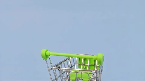 Rotating empty shopping trolley Stock Footage 297443943