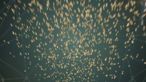 Rotating Ethereum coin dissolves into bytes (4K Loop) Video stock 76845093